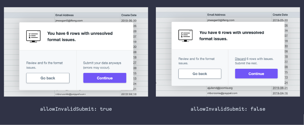 Allow invalid submit screenshot